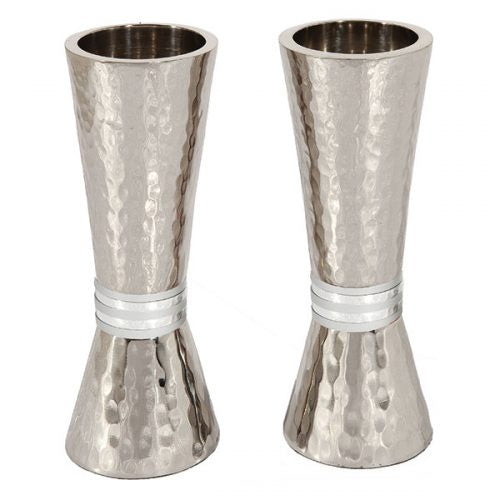 Shabbat candle holder,Grey Rings