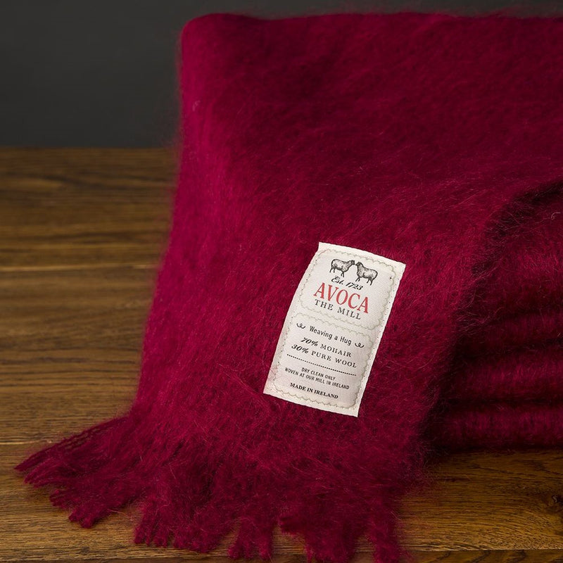 Avoca Mohair Throw Ruby