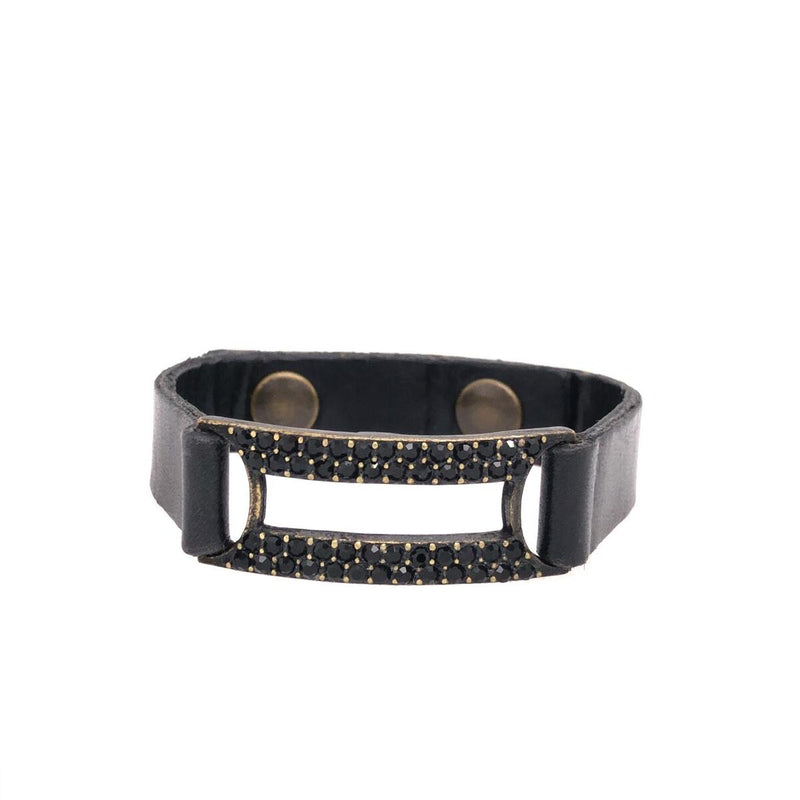 Small open Rectangle Swarovski Crystal Black Jet Bracelet
