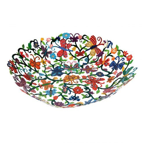 Hand painted butterflies small  laser cut bowl