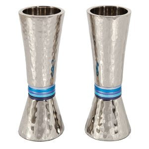 Shabbat Candle holder , Blue Rings