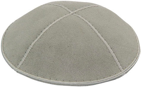 Suede Kippah, Light Grey