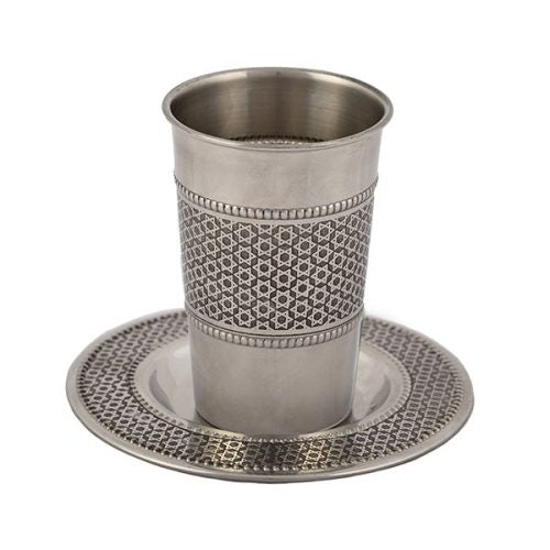 Kiddish Cup and Tray Magen David ,Stainless Steel