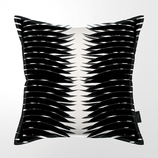 Reversible Black White Cycas Lumbar Pillow