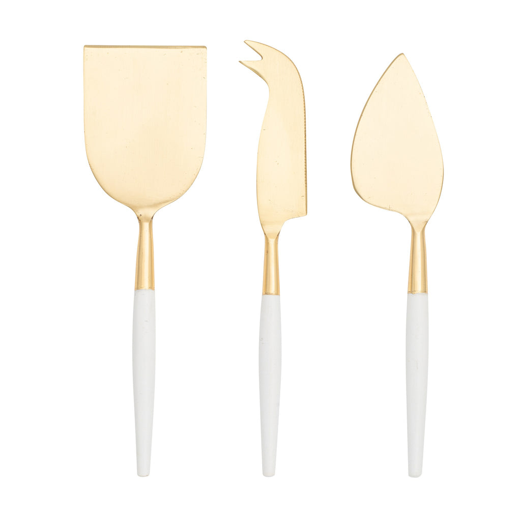 Cheese Knife Set 3 Pcs -White matte handles