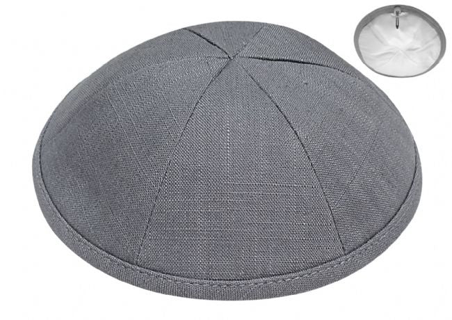 Linen Kippah, Dark Grey