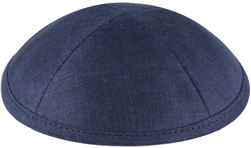 Linen Kippah , Navy