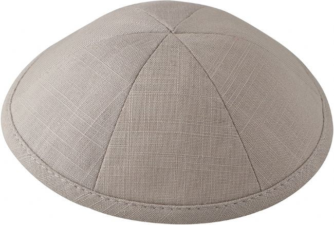 Linen Kippah, Light Grey