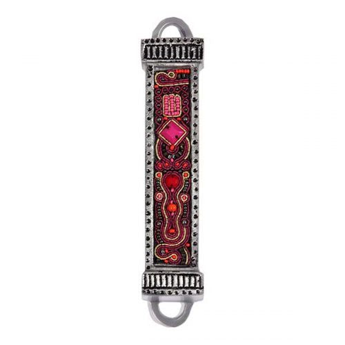Beaded Mezuzah with Red Beads