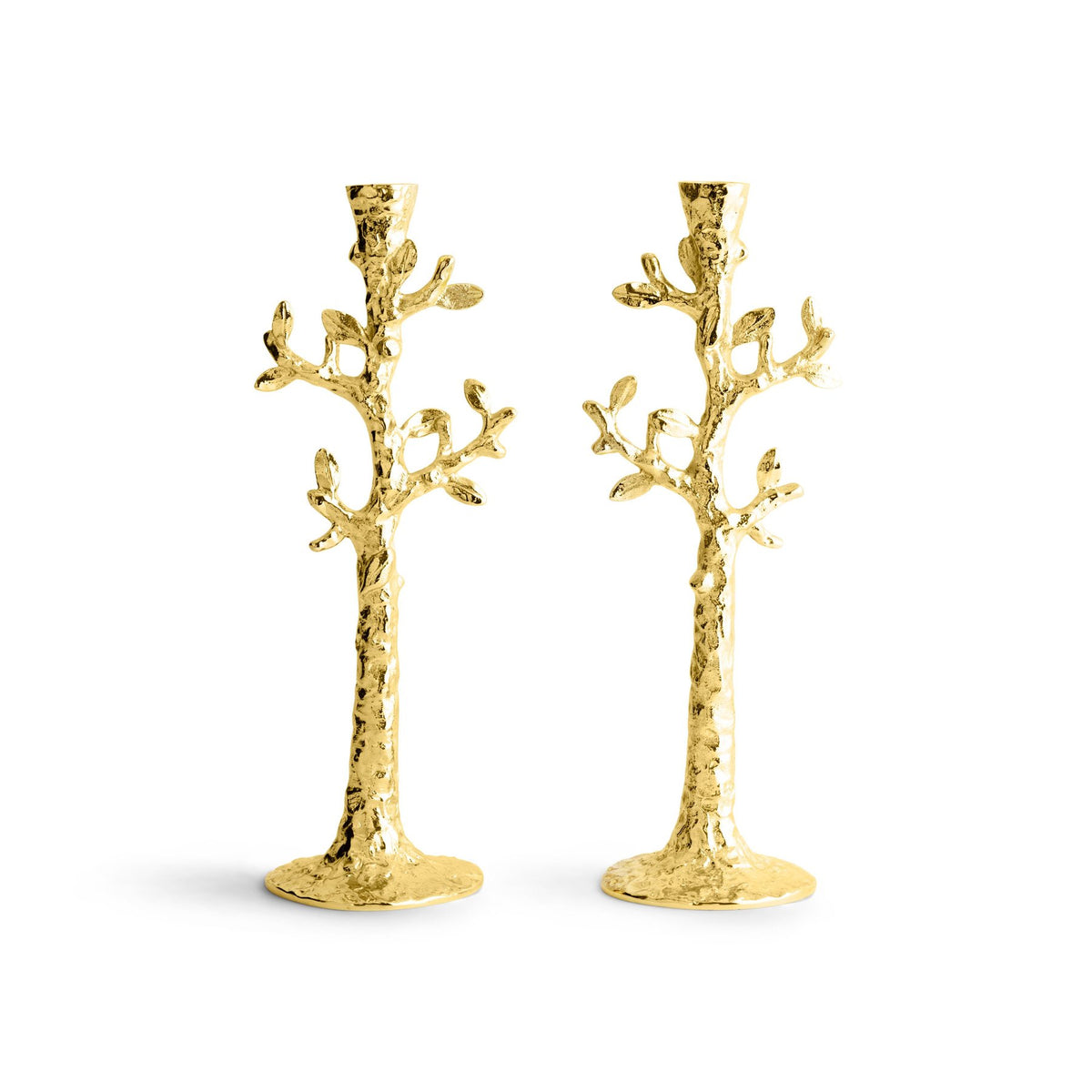 Tree Of Life Candlesticks, Goldtone