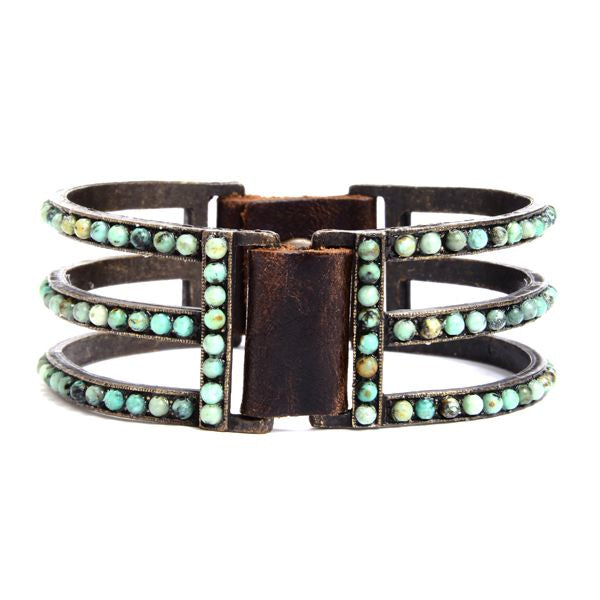 Double sided Bar African Turquoise Bracelet