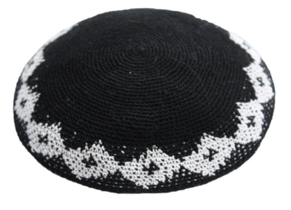 Black with Diamond Pattern Hand Crochet Kippah