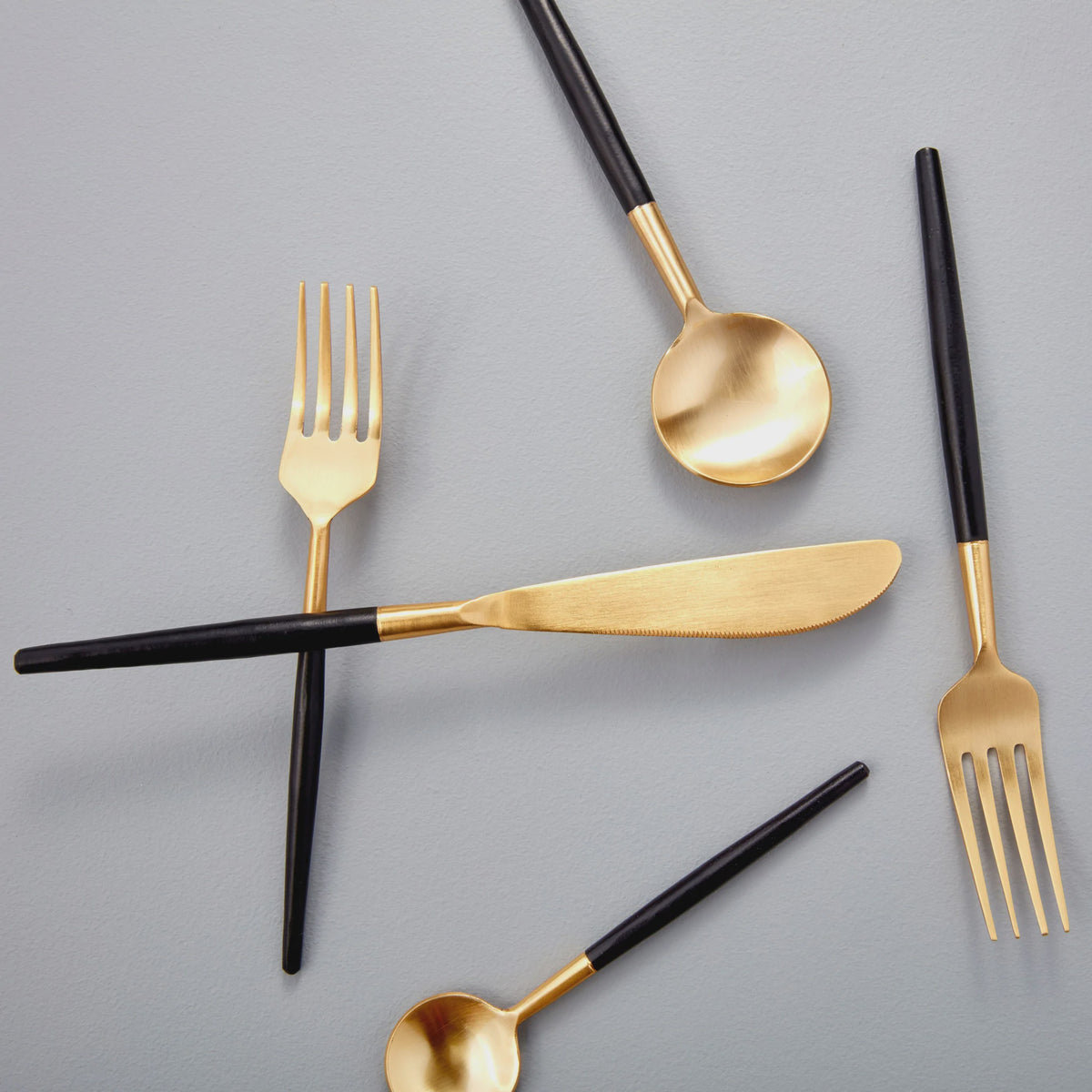 Black +Gold Flatware set of 5