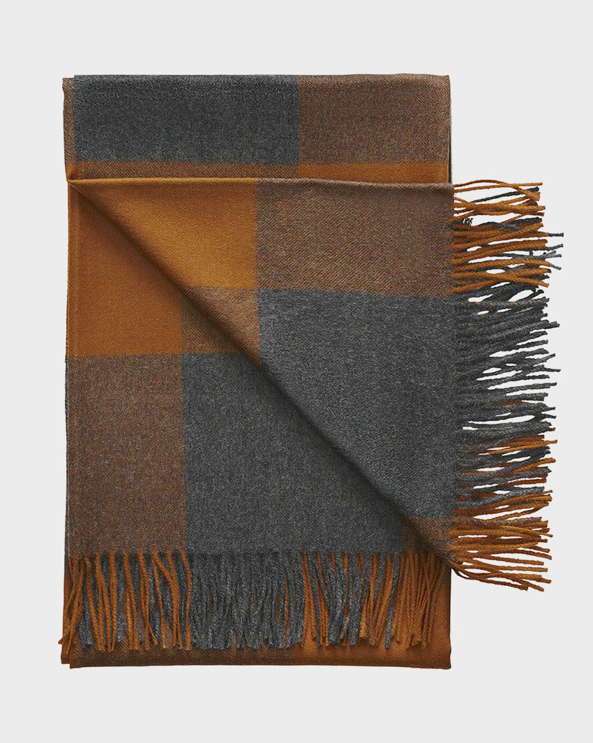 100% Baby Alpaca Throw, Caramel & Charcoal