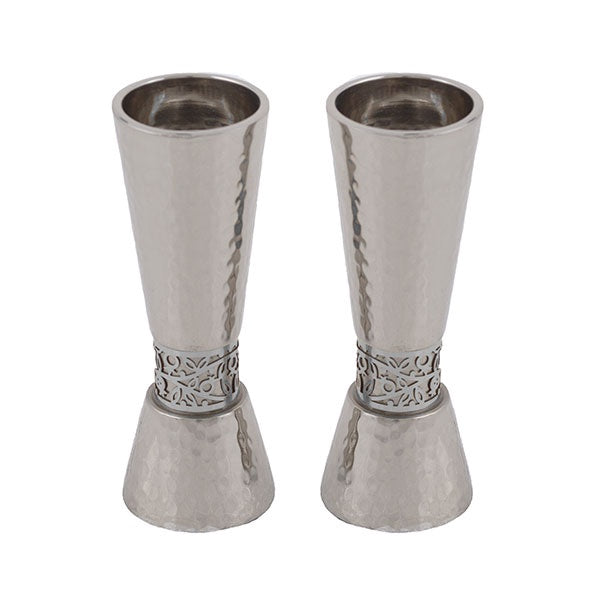 Hammered Candle Holders Pomegranate Silver