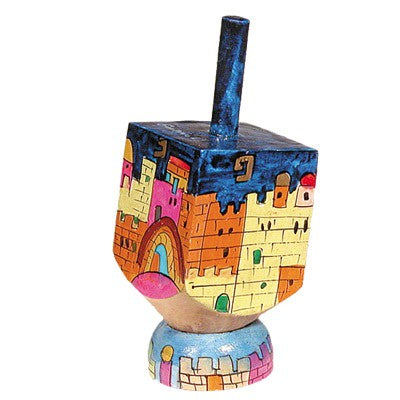 Hand Painted Dreidel, Jerusalem ''Sham""