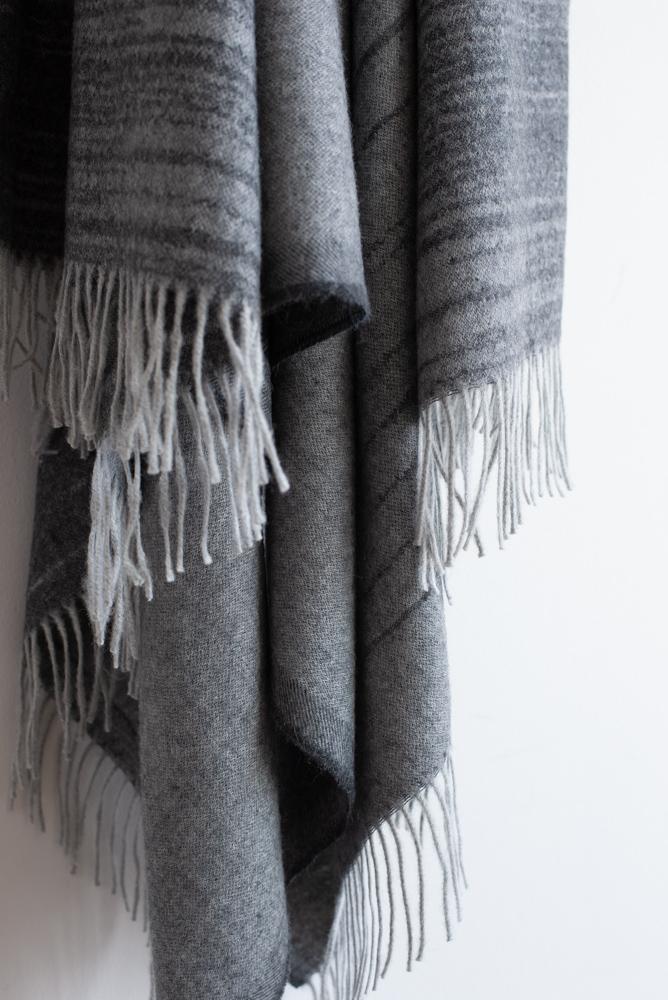 Jacquard Grey Stripe 100% Baby Alpaca Throw