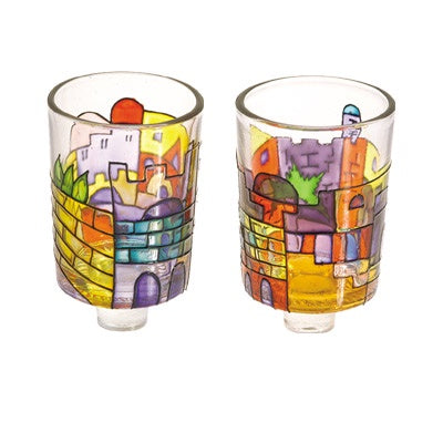 Glass Candle Holders -Jerusalem