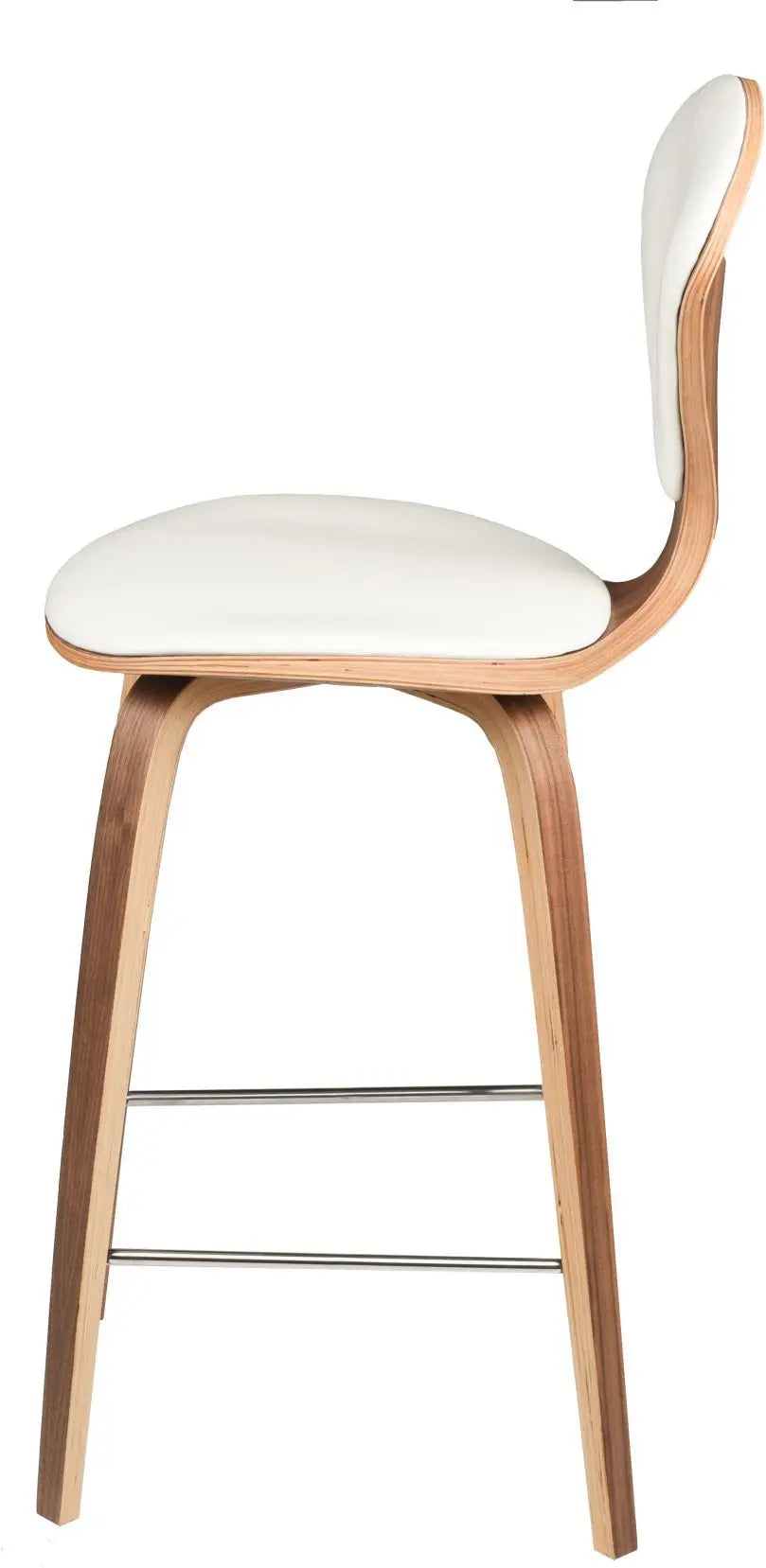 Counter Stool -Satine Walnut Wood with White Leather Matte