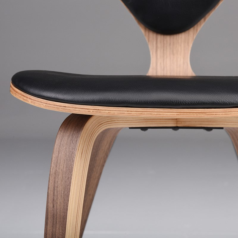 Satine Counter Stool, Leather and Walnut Vaneer