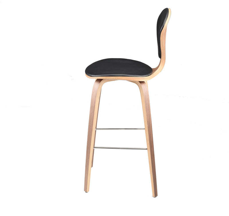 Satine Counter Stool, Leather and Walnut Vaneer