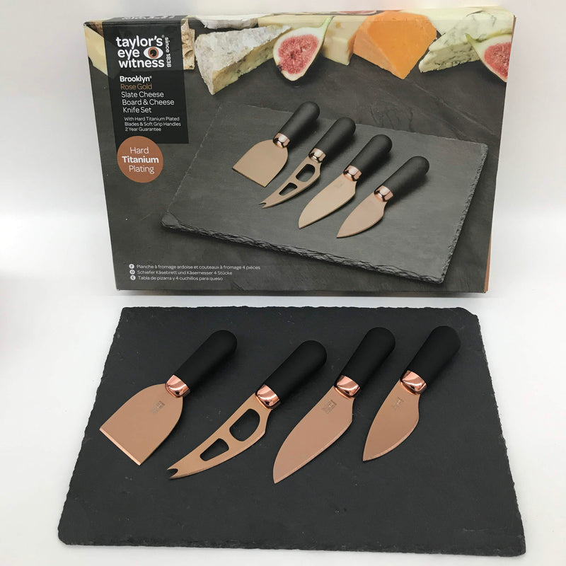 Slate Cheese Board & 4 piece Knife set.