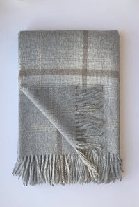 55% Alpaca &  45% Lambswool  Awenda Grey & Dark Taupe Throw