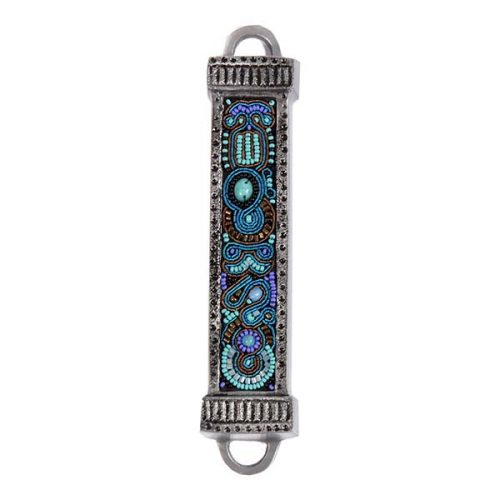 Embroidery  Mezuzah Turquoise