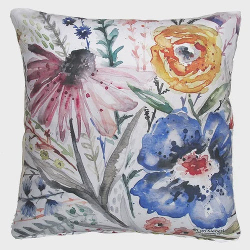 Outdoor Wildflower Watercolour Pillow