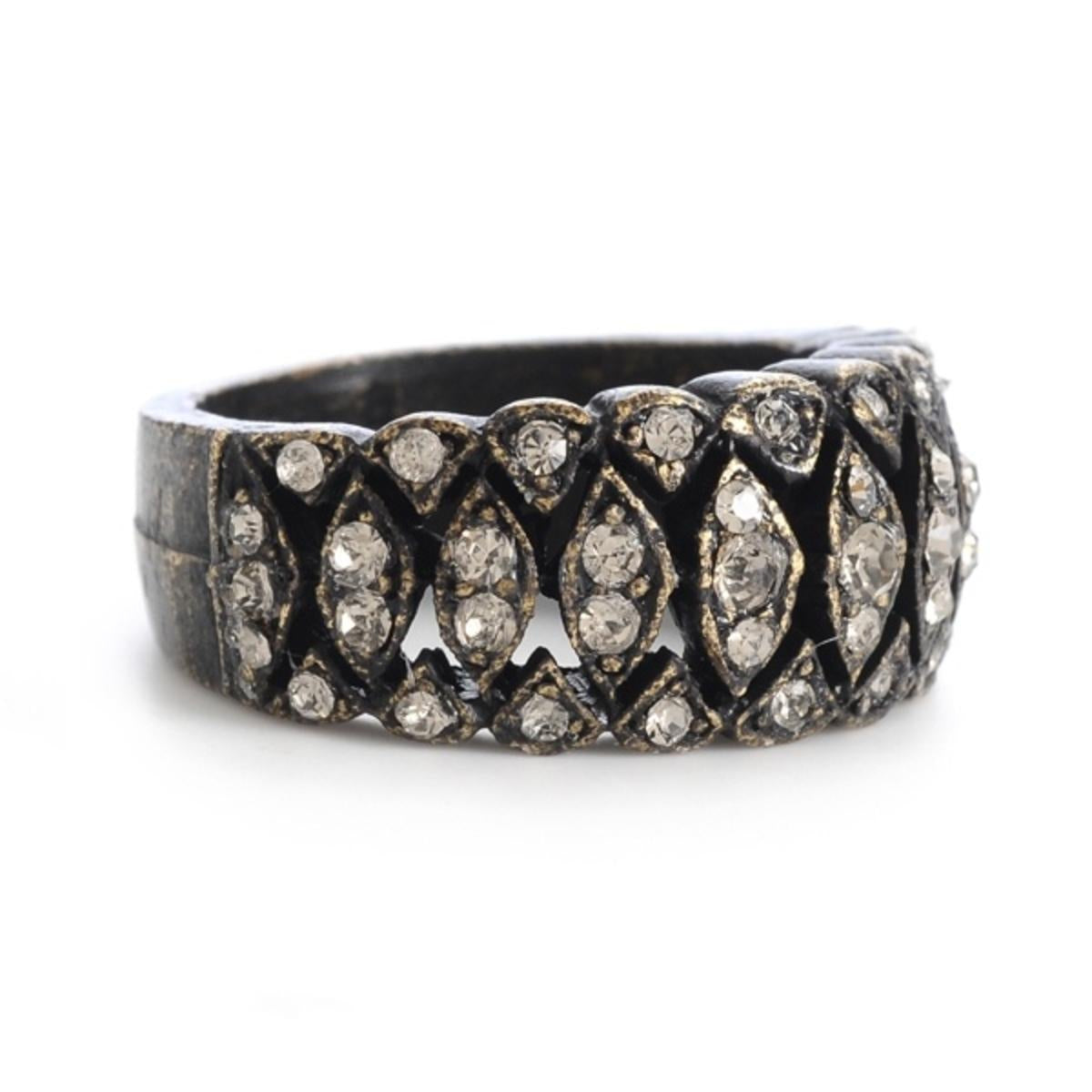 Lattice work Swarovski Crystal Black Diamond Ring