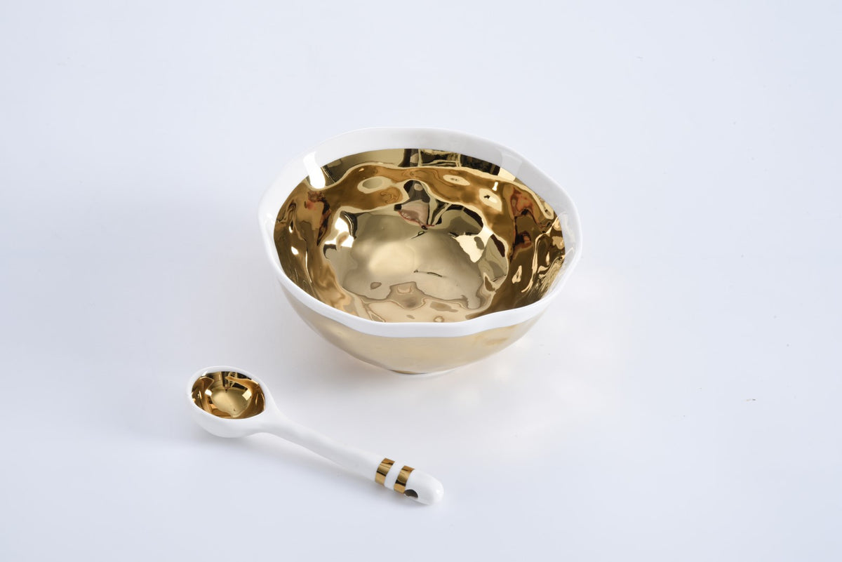 Gold Bowl & Spoon Gift Box Set