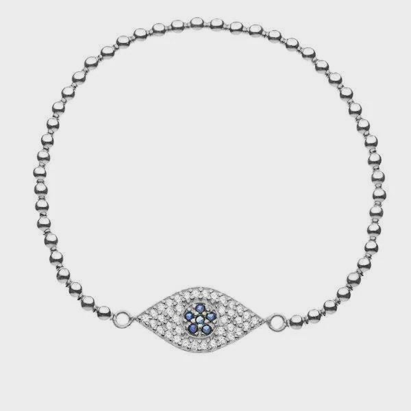 Evil Eye Bracelet with Silver Beads