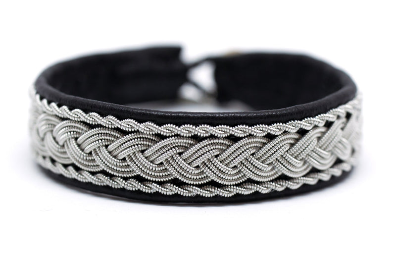 Summit Leather Pewter and Sterling Silver Black  Bracelet