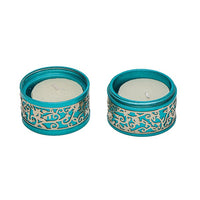 Travel Shabbat Candle Holders- Turquois