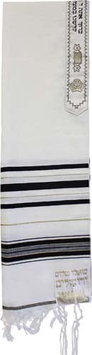 Tallit, Traditional Black &Gold Stripes 60'' x 80''