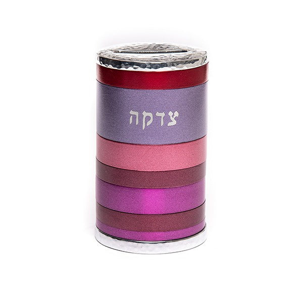 Tzedakah Box- Full Rings Maroon