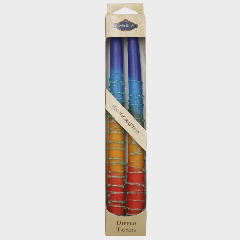 Safed Shabbat Candle Rainbow Blue 10''