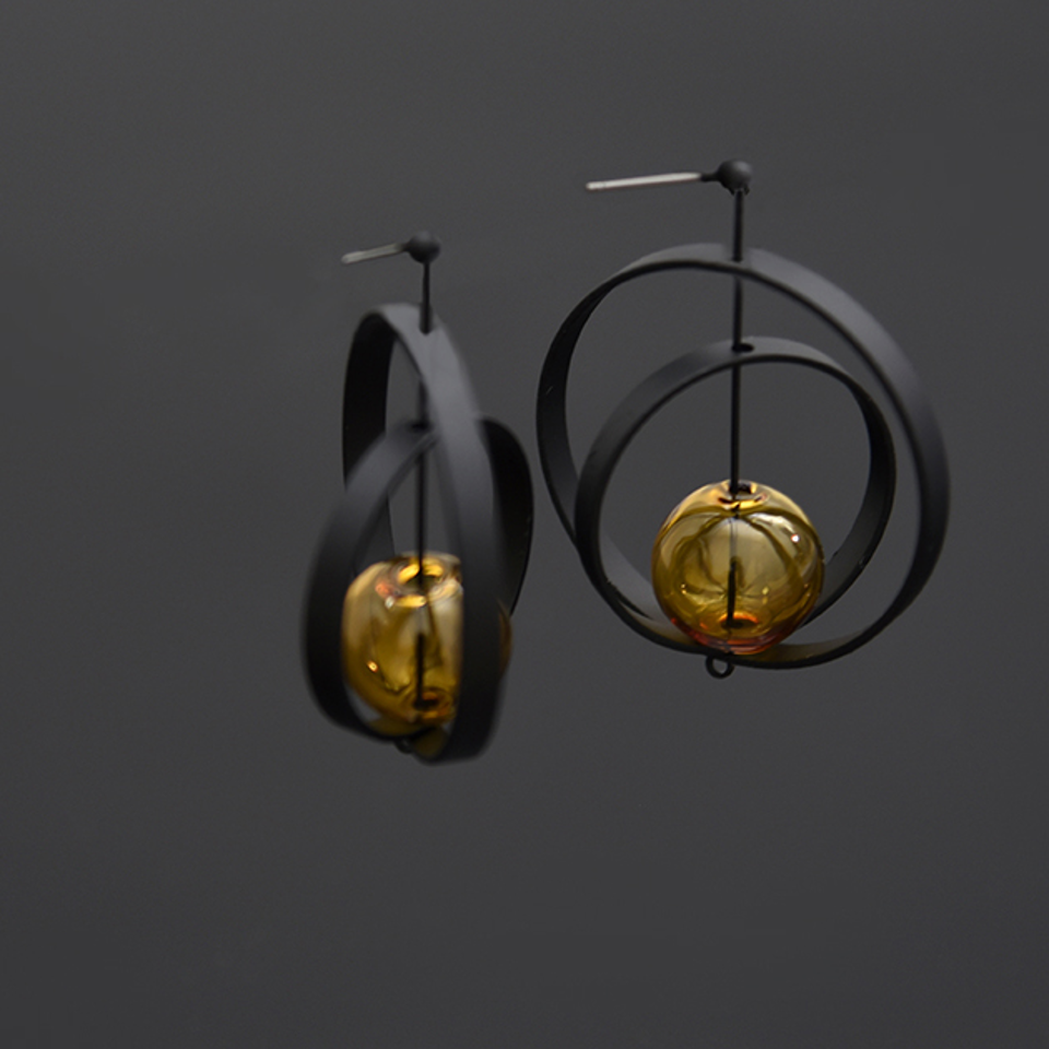 Eris Amber Orb Swivel Earring