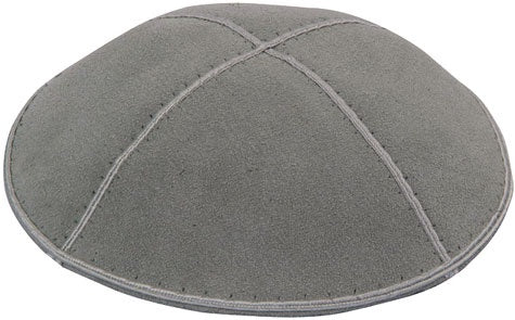 Suede Kippah, Medium Grey