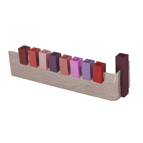 L Shaped Maroon Tones Menorah