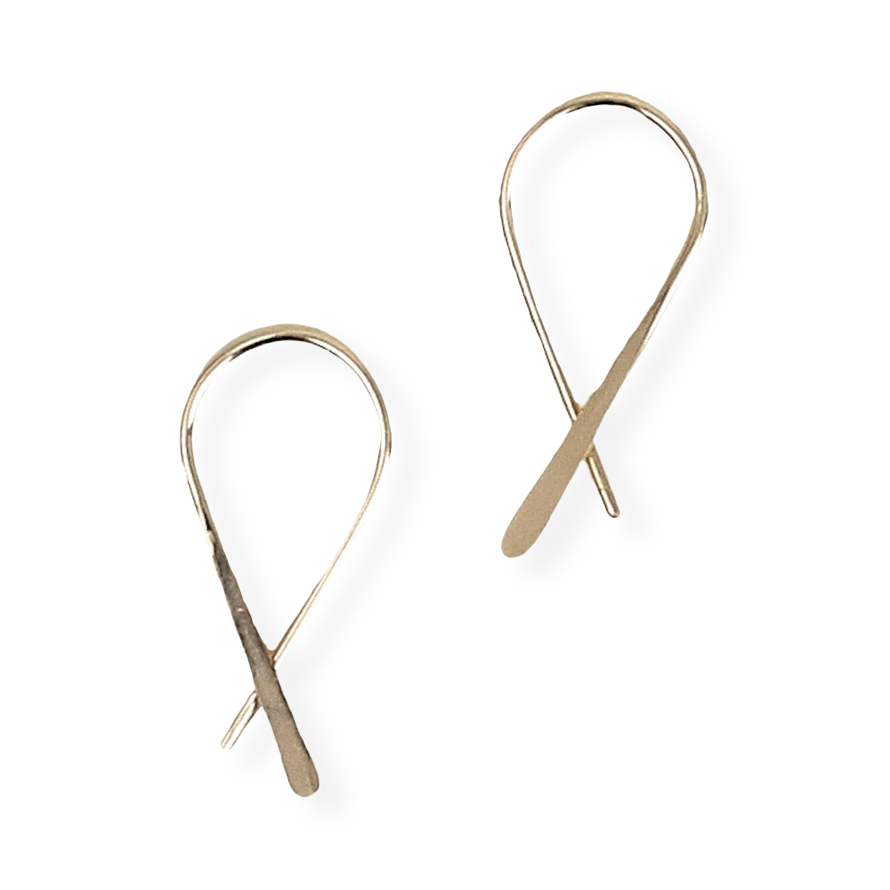 14 KT Rose Gold Crossed Hook Earrings