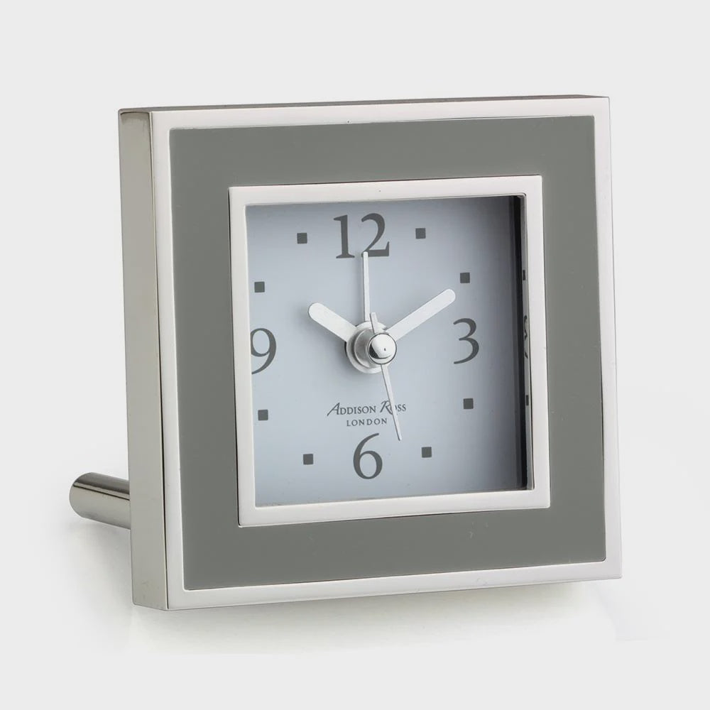 Taupe Enamel Square Alarm Clock