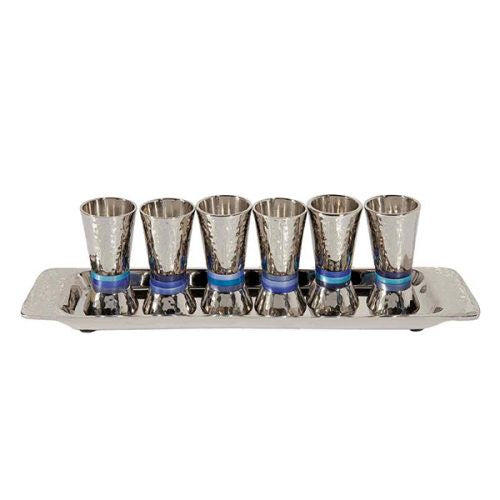 Kiddish hammered set ,Blue cups