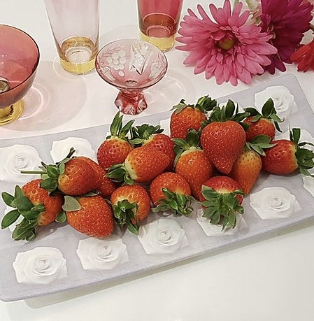 Grey Square Rose Challah Tray