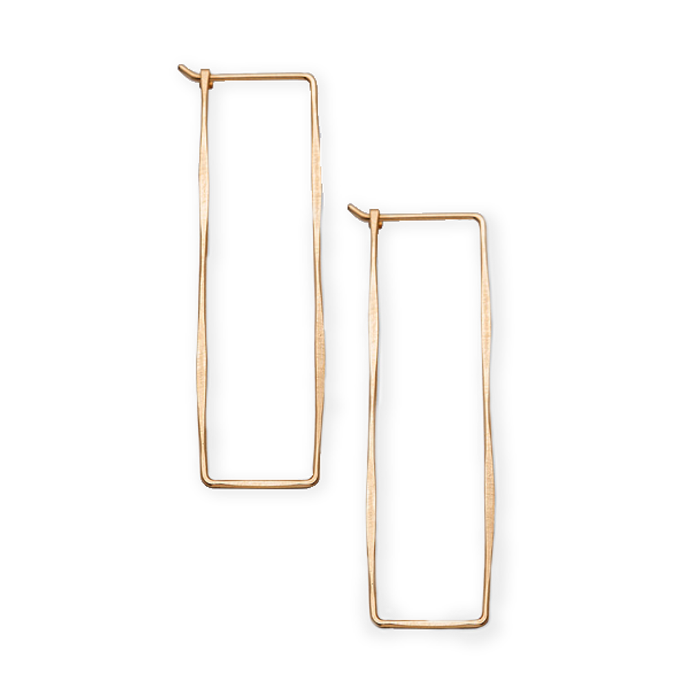 Earring , Rectangle Hoop 14kt Gold Filled Yellow Gold