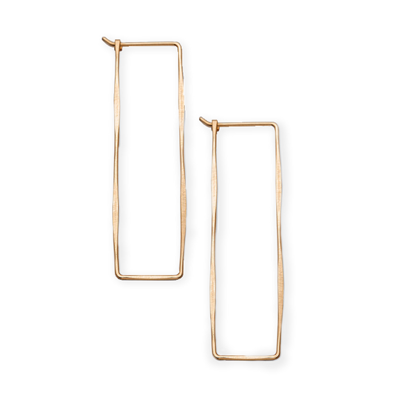 Earring , Rectangle Hoop 14kt Gold Filled Yellow Gold