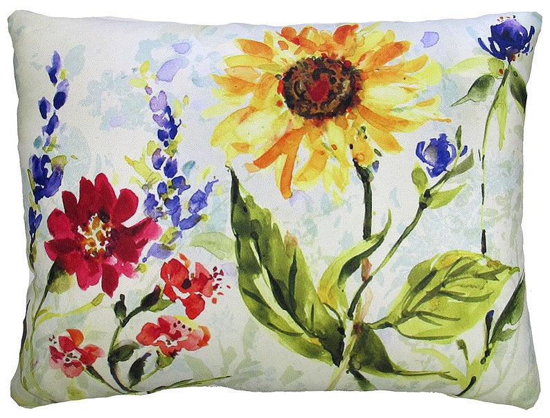 Watercolour Wildflowers Outdoor Lumbar 19'' x 24''