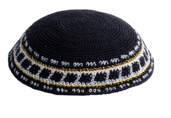 Black Knit with Gold thread Kippah