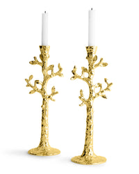 Tree Of Life Candlesticks, Goldtone