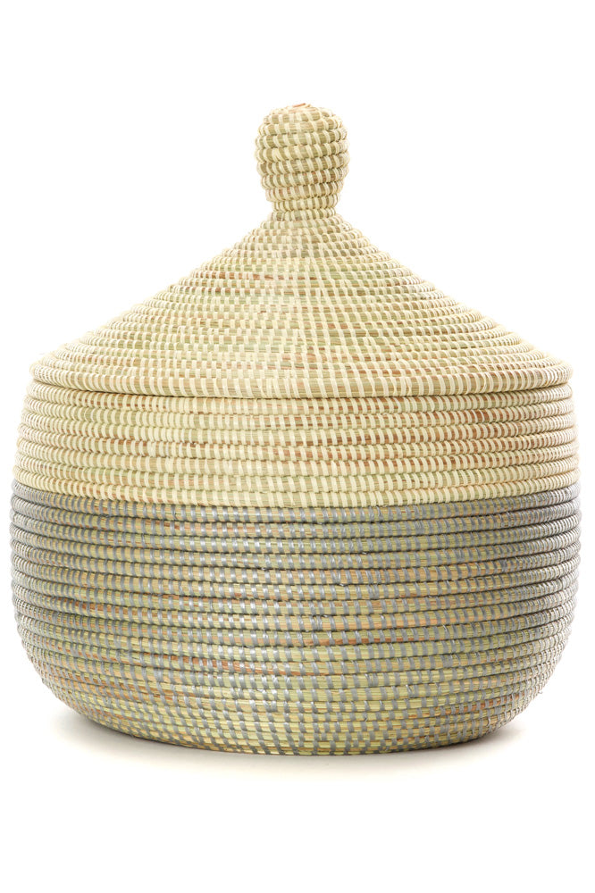Lidded small basket 2 tone